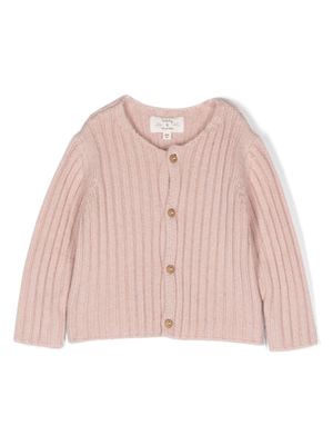 TEDDY & MINOU cardigan nervuré à manches longues - Rose