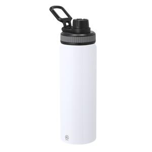 Waterfles/drinkfles sport bidon Fitmaster - wit - 800 ml - aluminium - schroefdop