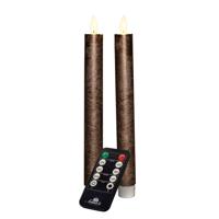 Anna's Collection LED dinerkaarsen - 2x st - brons - 23 cm - met afstandsbediening Anna's Collection LED dinerkaarsen - 2x st - brons - 23 cm - met afstandsbediening