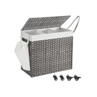 Handgeweven wasmand van 140 liter, gemaakt van polyrotan, Grijs / 160L (70 x 36 x 66 cm)