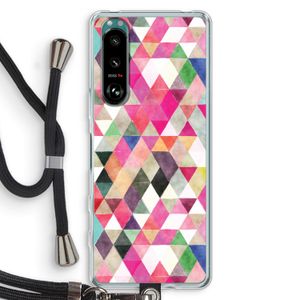 Gekleurde driehoekjes: Sony Xperia 5 III Transparant Hoesje met koord