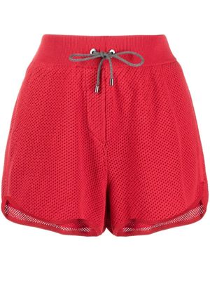 Brunello Cucinelli short en maille à lien de resserrage - Rouge