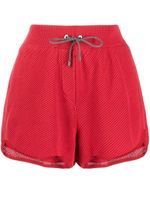 Brunello Cucinelli short en maille à lien de resserrage - Rouge Brunello Cucinelli short en maille à lien de resserrage - Rouge