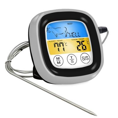 2 PC'S keuken voedsel digitale display Touch veld barbecue thermometer zwart met zilveren frame
