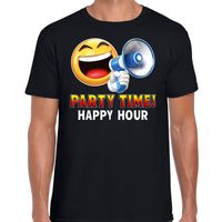 Funny emoticon t-shirt Party time happy hour zwart heren