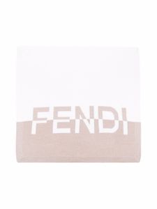 Fendi Kids couverture bicolore à logo imprimé - Tons neutres