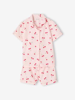 Pyjama voor meisjes in popeline Cherry lichtroze