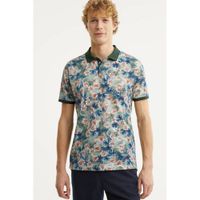 State of Art gebloemde regular fit polo groen/roze - thumbnail