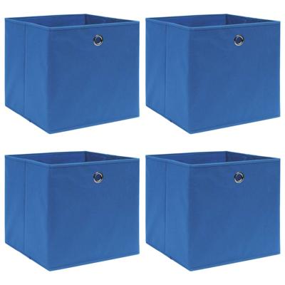 VidaXL Opbergboxen 4 st 32x32x32 cm stof blauw