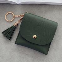 Mode vrouwen portemonnee korte lederen mini casual ID kaarthouders tassen dames Coin Clutch kwast tas (groen)