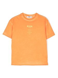 MSGM Kids t-shirt en coton à logo imprimé - Orange