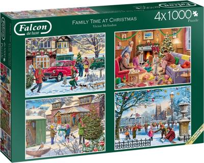 Family Time at Christmas Puzzel 4x 1000 Stukjes