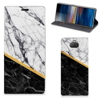 Sony Xperia 10 Plus Standcase Marmer Wit Zwart - Origineel Cadeau Man - thumbnail