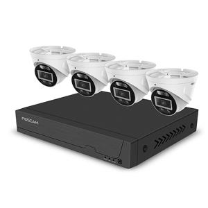 Foscam FNA108E-T4-2T black IP-Bewakingscameraset LAN 8-kanaals Met 4 cameras 3840 x 2160 Pixel