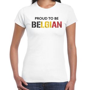 Belgie Proud to be Belgian landen t-shirt wit dames