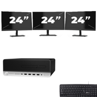 HP ProDesk 600 G5 SFF - Intel Core i7-9e Generatie - 8GB RAM - 256GB SSD - Windows 11 + 3x 24 inch Monitor
