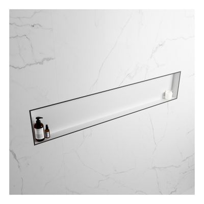 Wandnis Solid Surface Easy | In- en opbouw | 150x30x8 cm | 1 vak | DarkGrey/Talc