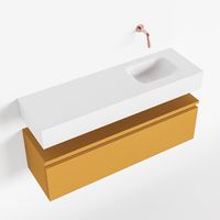 Toiletmeubel Mondiaz Andor | 100 cm | Meubelkleur Ocher | Lex vrijhangend wastafel Talc Rechts | Zonder kraangat