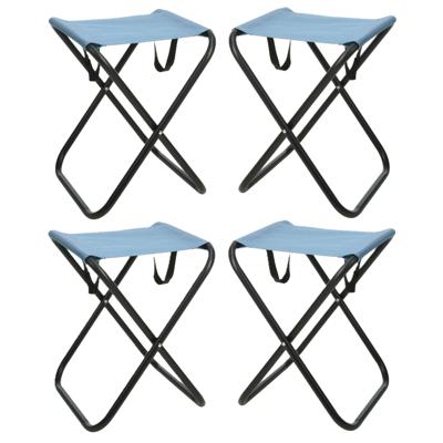 Redcliffs Outdoor Camping/outdoor krukje - 4x - Inklapbaar - blauw - metaal/polyester - 30 x 60 cm
