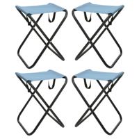 Redcliffs Outdoor Camping/outdoor krukje - 4x - Inklapbaar - blauw - metaal/polyester - 30 x 60 cm