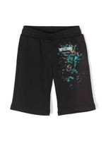 Moschino Kids short de sport en coton à logo imprimé - Noir - thumbnail