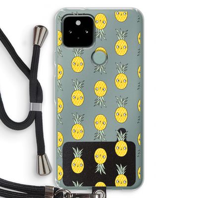 Ananas: Pixel 5 Transparant Hoesje met koord