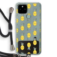 Ananas: Pixel 5 Transparant Hoesje met koord