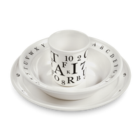 Kay Bojesen - Children's Tableware Set, Danish letters black/white 3 parts (39501) - thumbnail