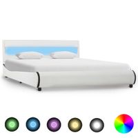 vidaXL Bedframe met LED kunstleer wit 160x200 cm - thumbnail