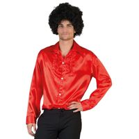 Voordelige rode rouche blouse voor heren - thumbnail