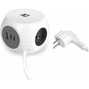 ACT AC2425 power uitbreiding 1,5 m 3 AC-uitgang(en) Binnen Wit