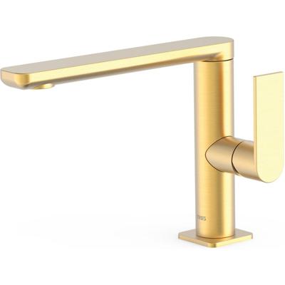 Wastafelkraan Tres Loft | Opbouw | Draaibare uitloop | Mengkraan | Standaard model | 1-hendel | Rond | 24k Goud mat