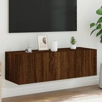 Tv-wandmeubel met LED-verlichting 100x35x31 cm bruineikenkleur - thumbnail