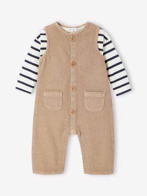 Set t-shirt + jumpsuit met strepen pecannoot