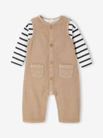 Set t-shirt + jumpsuit met strepen pecannoot
