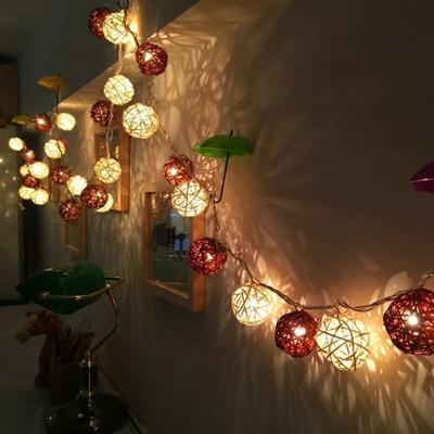 20 LEDs rotan ballen lichten Fairy vakantie kerst outdoor LED decoratieve lamp stijl: 4m batterij stijl (koffie + wit)