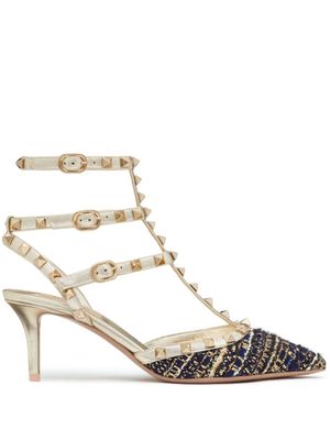Valentino Garavani escarpins Rockstud 65 mm en tweed - Bleu