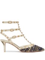 Valentino Garavani escarpins Rockstud 65 mm en tweed - Bleu