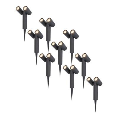 Set van 9 Pinero Dubbel LED prikspots - GU10 10 Watt 400 lumen - Dimbaar - Kantelbaar - GU10 - 4000K neutraal wit - IP65 waterdicht - Zwart