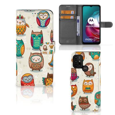 Motorola Moto G10 | G20 | G30 | Telefoonhoesje | Met pasjeshouder | Vrolijke Uilen