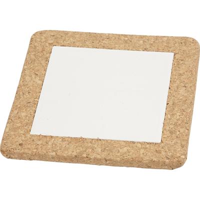 Creativ Company Onderzetter met lijst van kurk, afm 15,5x15,5x1 cm, wit, 10 stuk/ 1 doos
