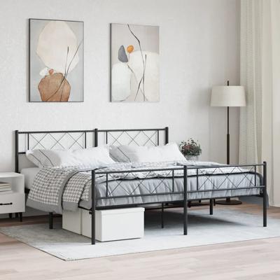 Bedframe met voetbord zonder matras metaal zwart 180x200 cm