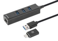 Manhattan 180894 interface hub USB 3.2 Gen 1 (3.1 Gen 1) Type-A + Type-C 5000 Mbit/s Zwart