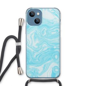 Waterverf blauw: iPhone 13 Transparant Hoesje met koord