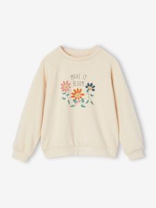 Bewerkte meisjessweater gemêleerd beige