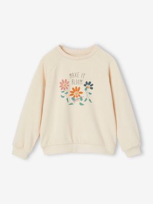 Bewerkte meisjessweater gemêleerd beige