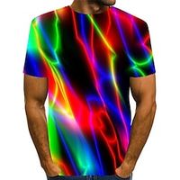 Voor heren Overhemd T-shirt Grafisch Regenboog Ronde hals Aangepaste afdruk Zwart Rood blauw Paars 3D-afdrukken Grote maten Dagelijks Uitgaan Korte mouw Afdrukken Kleding Streetwear overdreven Basic Lightinthebox - thumbnail