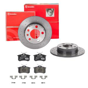 Remmenset, remschijf BREMBO, Remschijftype: Geperforeerd, Inbouwplaats: Achteras: , u.a. für Seat, Audi, Skoda, VW