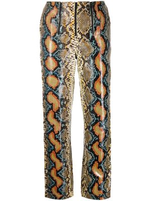 CHANEL Pre-Owned pantalon en peau de python à taille haute (années 2000) - Tons neutres