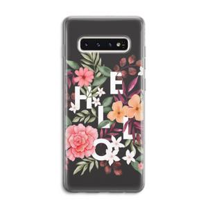 Hello in flowers: Samsung Galaxy S10 4G Transparant Hoesje
